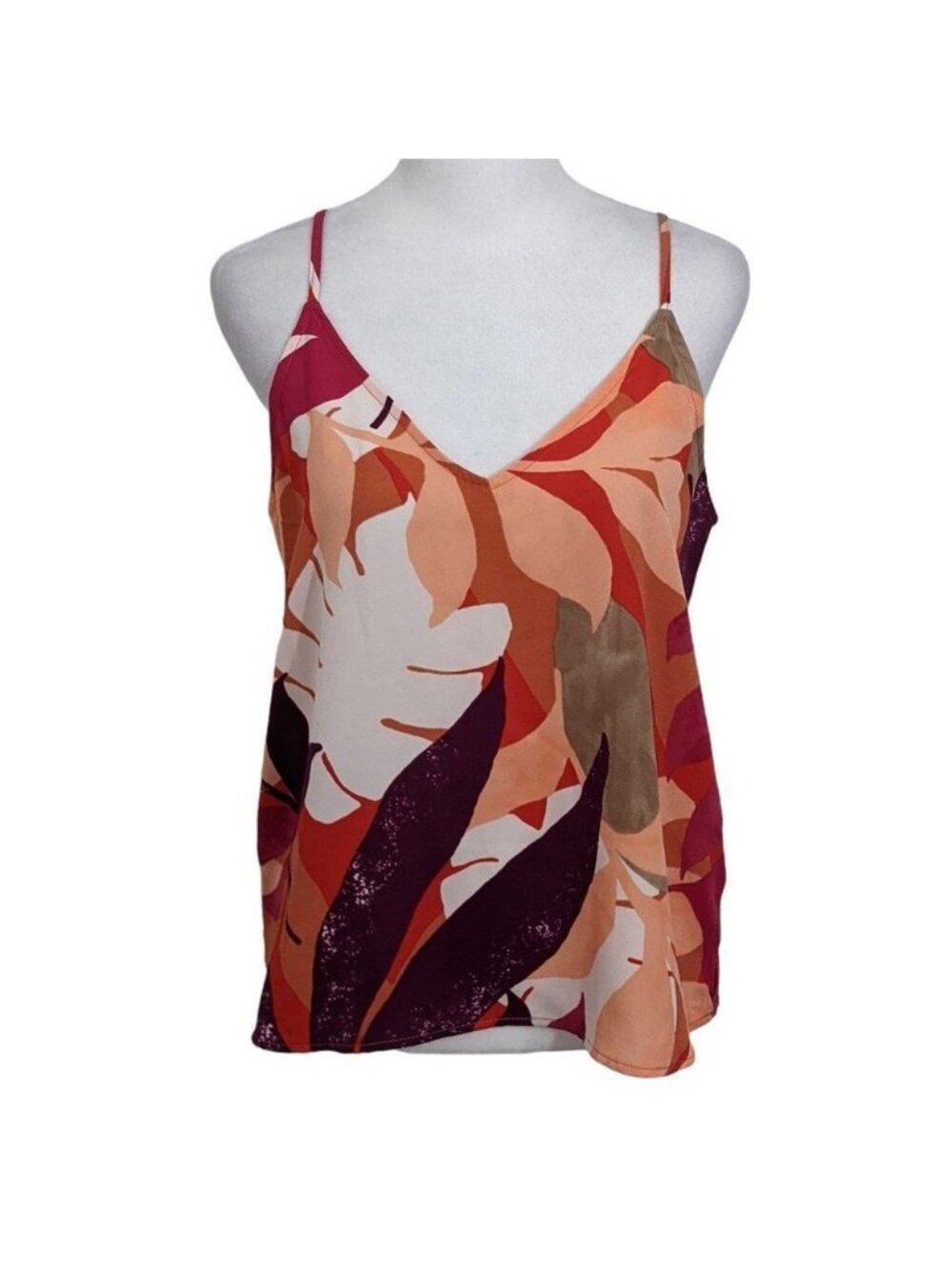 a new day Pink and Orange Floral Tank Top Size XS NWT Colorful Print Cami Top